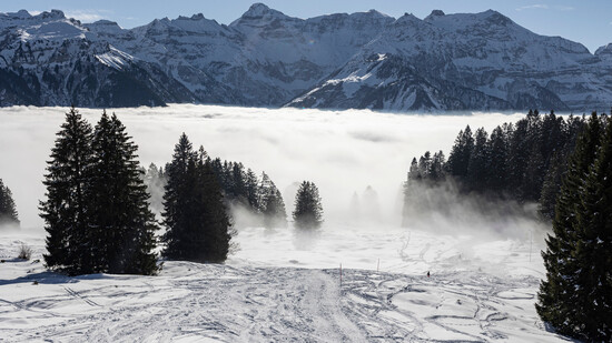 Selten: Die Nebelgrenze in Braunwald reicht für einmal …