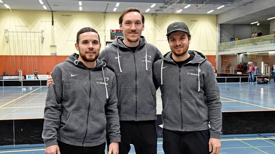 Mit dabei: Tim Braillard, Christoph Camenisch und Dan Hartmann (von links) vertreten Alligator Malans an der WM in Helsinki.