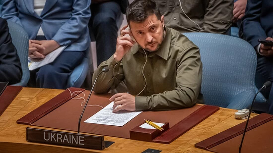 Russland hat eine frühe Rede des ukrainischen Präsidenten Wolodymyr Selenskyj im UN-Sicherheitsrat vergeblich zu verhindern versucht. Das hat nun nicht geklappt. Foto: Michael Kappeler/dpa