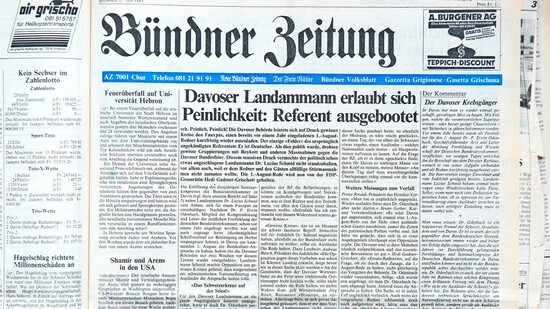 Druckfrisch vor 40 Jahren: In der «Bündner Zeitung» vom 27. Juli 1983 war der Aufhänger eine «Davoser Geschichte».