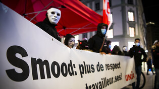 Noch im November demonstrierten Smood-Mitarbeitende in Lausanne. (Archivbild)