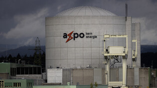 Das Kernkraftwerk Beznau mit dem Logo des Energiekonzerns Axpo. Der wegen Termingeschäften an der Strombörse in finanzielle Schwierigkeiten geratene Energiekonzern kann schlimmstenfalls mit staatlicher Unterstützung rechnen. (Themenbild)