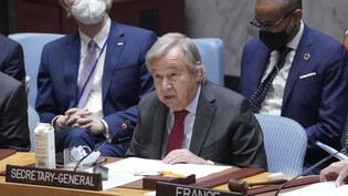 Antonio Guterres, Generalsekretär der Vereinten Nationen, spricht während einer Sitzung des Sicherheitsrates im Hauptquartier der Vereinten Nationen. Foto: Mary Altaffer/AP/dpa