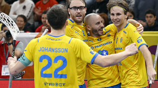 Schweden bejubelt im Final gegen Tschechien einen Treffer.