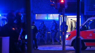 Polizisten in Spezialausrüstung sind in Hamburg im Einsatz. Foto: Jonas Walzberg/dpa