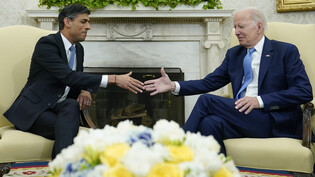 US-Präsident Joe Biden (r) empfängt Rishi Sunak, Premierminister von Großbritannien, im Weißen Haus. Foto: Susan Walsh/AP/dpa