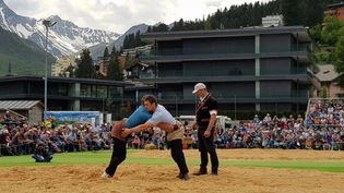 In seinem Element: Armon Orlik siegte am Bündner-Glarner Kantonalschwingfest.