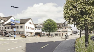 So könnten Dorfplatz und Strassen in Kaltbrunn dereinst aussehen.