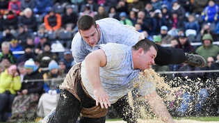 Armon Orlik (oben) bodigt im Schlussgang Domenic Schneider.