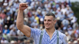 Samuel Giger jubelt nach seinem beeindruckenden Sieg auf dem Weissenstein