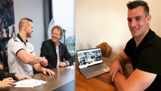 Zwei Top-Shots: Pirmin Reichmuth (links) gehört zu den begehrtesten Werbeträgern, Samuel Giger nach der Präsentation seiner Website wohl bald auch.