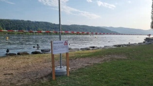 Am und im Wasser lauert die Gefahr: Mit einem  Warnschild informiert die Gemeinde am Seeufer Passantinnen und Passanten. 