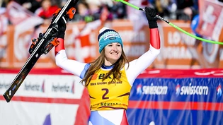 Priska Nufer fährt seit über zehn Jahren im Weltcup mit, am Sonntag in Crans-Montana durfte sie erstmals - und das gleich als Siegerin - aufs Podest steigen