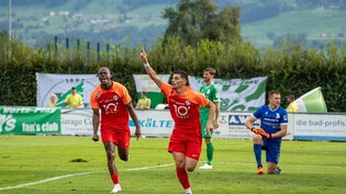 Die Entscheidung: Torschütze André Ribeiro und Airemy Pinga (links) bejubeln den Treffer zum 1:0 für Rapperswil-Jona.Bilder 