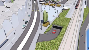 Unten parkieren, oben leben: Eine Tiefgarage soll für mehr Platz im Schmerkner Zentrum führen (Grafik Stand 2021).