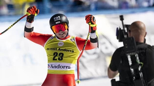 Livio Hiltbrand durfte im März 2023 als Junioren-Weltmeister im Super-G beim Weltcup-Finale in Andorra teilnehmen