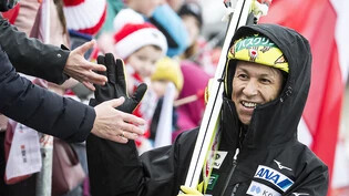 Noriaki Kasai ist ein gern gesehener Gast: Hier beim Weltcupspringen im Dezember 2018 in Engelberg