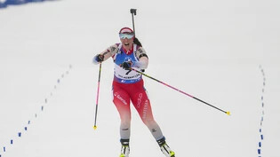 Lena Häcki-Gross überzeugt auch am Sonntag an den Biathlonrennen in Oslo: Vierter Platz mit Niklas Hartweg im Single-Mixed-Rennen