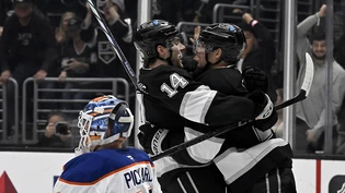 Kevin Fiala jubelt über seinen Treffer gegen die Edmonton Oilers