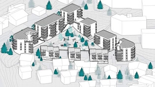Ausschliesslich Erstwohnungen geplant: So könnte sich das neue, direkt beim Spital in Davos Platz geplante neue Wohnquartier präsentieren.