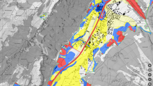 Gemeinderat legt Projekt ad acta: Das Gebiet Ennetlinth in Linthal wird doch nicht besser vor Hochwasser geschützt. Hier liegt es links der Linth auf der Gefahrenkarte, wo Gelb geringe Gefährdung bedeutet, Blau mittlere und Rot erhebliche Gefährdung. 