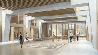 Hell und offen: So soll sich das Foyer des neuen Fachhochschulzentrums in Chur präsentieren.