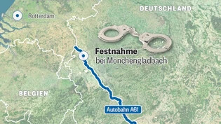Unterwegs mit kiloweise Koks: Die Frau aus dem Kanton Glarus geht auf der Autobahn A61 bei Mönchengladbach-Rheydt der deutschen Bundespolizei ins Netz.