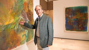 «Seelenlandschaften»: Hanspeter Münch erklärt anhand des Bildes mit dem Titel «Rheingold», wie er allein aus dem Setzen der Farbe die Aussage eines Gemäldes entwickelt.