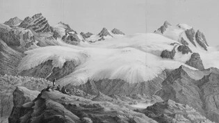 1865: Ansicht des Silvrettagletschers von der Westseite.
