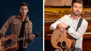 Zwei Sänger mit Gitarre: Der Westschweizer Singer-Songwriter Bastian Baker (links) und Mundart-Sänger Florian Ast treten am Gleis 1 in Glarus auf. 