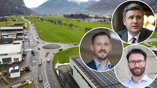 Wie weiter mit dem Strassenbau im Kanton? Die Glarner Bundesparlamentarier Mathias Zopfi (oben) und Markus Schnyder (links) und der Glarner Baudirektor Thomas Tschudi wagen einen Blick in die Zukunft.