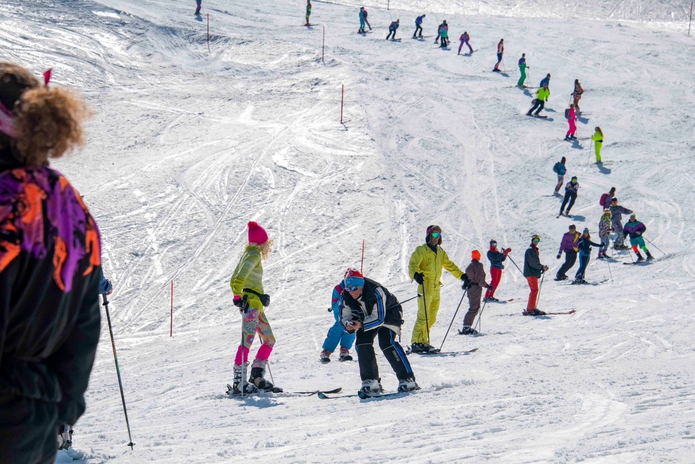 Highlight des Anlasses: der Menschenslalom während der Paradefahrt.