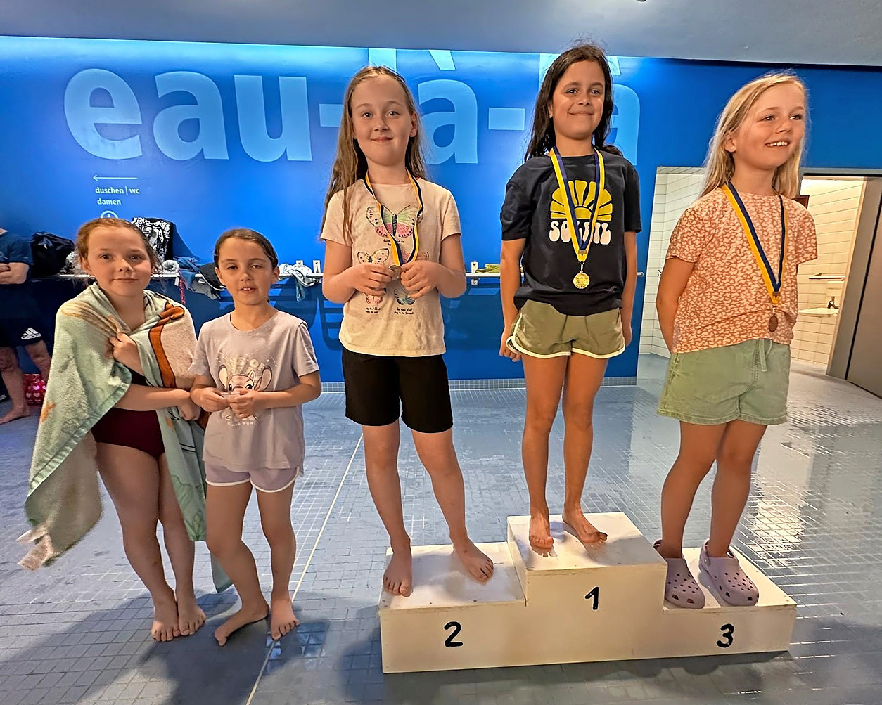 Die Mädchen 2016: Mina Brülisauer, Alice Corna, Mia Rajic, Nuri Khadra und Julie Thieke.  