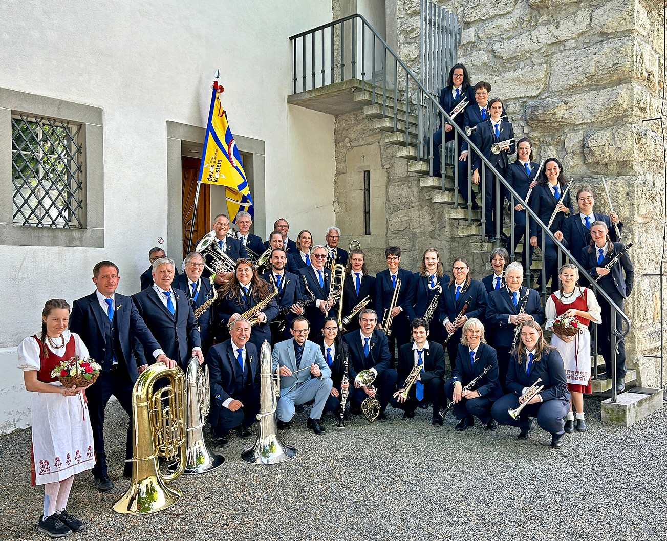 Die Mitglieder der Musikgesellschaft Davos Klosters strahlten mit der Sonne um die Wette.  